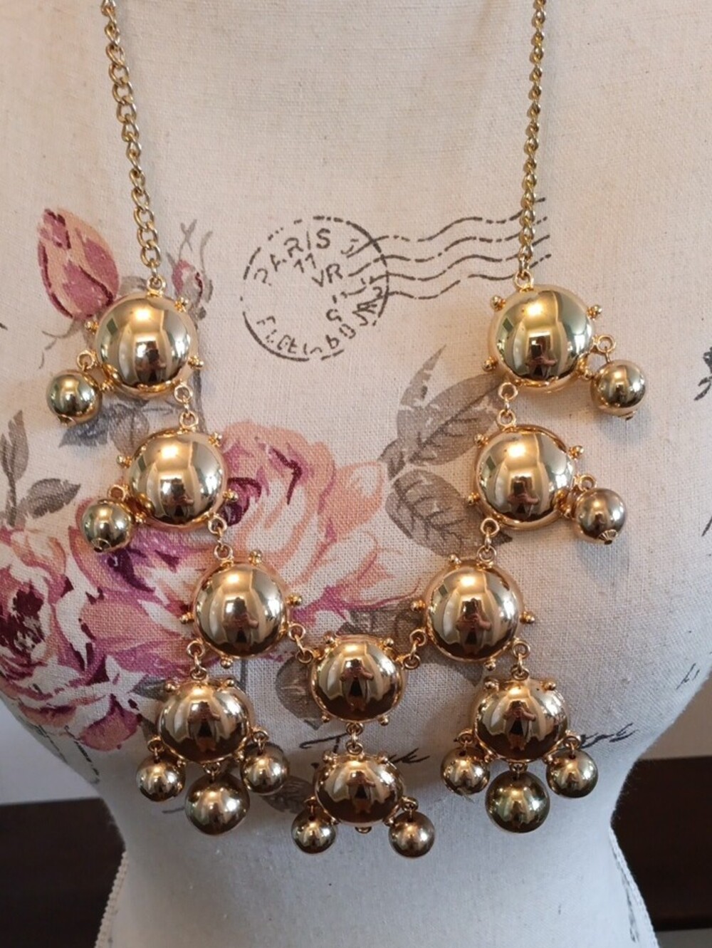 + Dramatic Gold Tone Bubble Statement Necklace